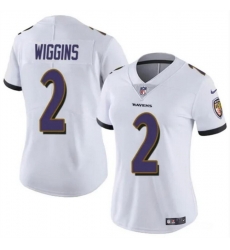Women Baltimore Ravens 2 Nate Wiggins White 2024 Draft Football Jersey