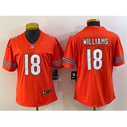 Women Chicago Bears 18 Caleb Williams Orange 2024 Draft Vapor Stitched Jersey