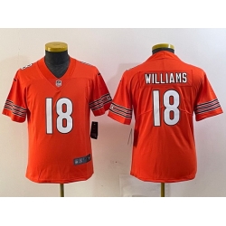 Youth Chicago Bears 18 Caleb Williams Orange 2024 Draft Vapor Stitched Jersey  1