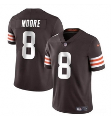 Men Cleveland Browns 8 Elijah Moore Brown Vapor Limited Stitched Football Jersey