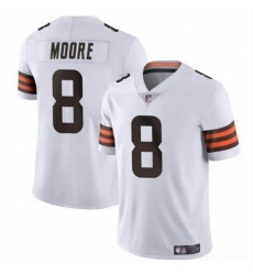 Men Cleveland Browns 8 Elijah Moore White Vapor Limited Stitched Football Jersey