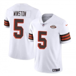Youth Cleveland Browns 5 Jameis Winston White 1946 Collection Vapor Limited Stitched Football Jersey