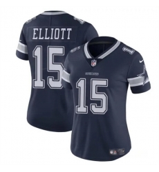 Women Dallas Cowboys 15 Ezekiel Elliott Navy Vapor Limited Stitched Football Jersey