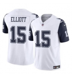 Youth Dallas Cowboys 15 Ezekiel Elliott White 2023 F U S E Color Rush Limited Stitched Football Jersey