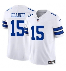 Youth Dallas Cowboys 15 Ezekiel Elliott White 2023 F U S E Vapor Untouchable Limited Stitched Football Jersey