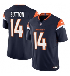 Men Denver Broncos 14 Courtland Sutton Navy 2024 F U S E  Alternate Vapor Limited Stitched Football Jersey