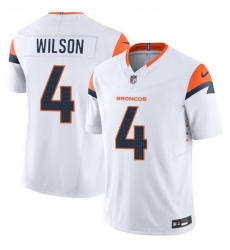 Men Denver Broncos 4 Zach Wilson White 2024 F U S E  Vapor Limited Stitched Football Jersey