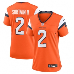 Women Denver Broncos 2 Pat Surtain II Orange 2024 Stitched Jersey