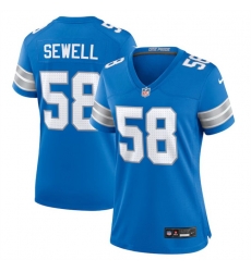 Women Detroit Lions 58 Penei Sewell Blue Stitched Jersey