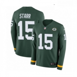 Youth Nike Green Bay Packers 15 Bart Starr Limited Green Therma Long Sleeve NFL Jersey