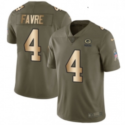 Youth Nike Green Bay Packers 4 Brett Favre Limited OliveGold 2017 Salute to Service NFL Jersey