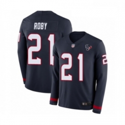 Men Houston Texans 21 Bradley Roby Limited Navy Blue Therma Long Sleeve Football Jersey