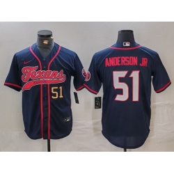 Men Houston Texans 51 Will Anderson Jr  Navy With Patch Cool Base Stitched Baseball Jersey 1