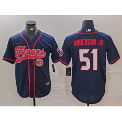 Men Houston Texans 51 Will Anderson Jr  Navy With Patch Cool Base Stitched Baseball Jersey 2