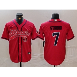 Men Houston Texans 7 C J  Stroud Red With Patch Cool Base Stitched Baseball Jersey 2