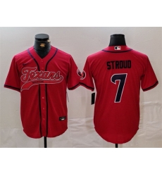 Men Houston Texans 7 C J  Stroud Red With Patch Cool Base Stitched Baseball Jersey