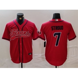 Men Houston Texans 7 C J  Stroud Red With Patch Cool Base Stitched Baseball Jersey