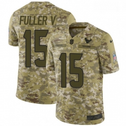 Men Nike Houston Texans 15 Will Fuller V Limited Camo 2018 Salute to Service NFL Jersey