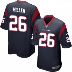 Men Nike Houston Texans 26 Lamar Miller Game Navy Blue Team Color NFL Jersey