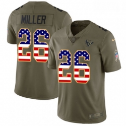Men Nike Houston Texans 26 Lamar Miller Limited OliveUSA Flag 2017 Salute to Service NFL Jersey