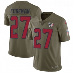 Men Nike Houston Texans 27 DOnta Foreman Limited Olive 2017 Salute to Service NFL Jersey