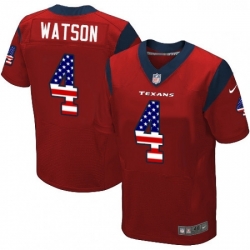 Men Nike Houston Texans 4 Deshaun Watson Elite Red Alternate USA Flag Fashion NFL Jersey