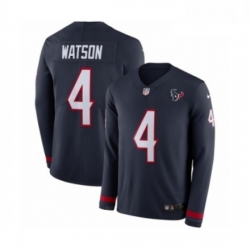 Men Nike Houston Texans 4 Deshaun Watson Limited Navy Blue Therma Long Sleeve NFL Jersey