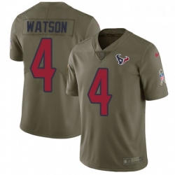 Men Nike Houston Texans 4 Deshaun Watson Limited Olive 2017 Salute to Service NFL Jersey