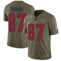 Men Nike Houston Texans 87 Demaryius Thomas Limited Olive 2017 Salute to Service NFL Jersey