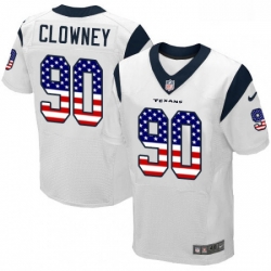 Men Nike Houston Texans 90 Jadeveon Clowney Elite White Road USA Flag Fashion NFL Jersey