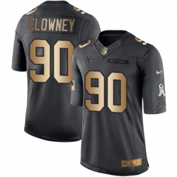 Men Nike Houston Texans 90 Jadeveon Clowney Limited BlackGold Salute to Service NFL Jersey