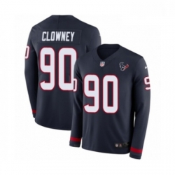 Men Nike Houston Texans 90 Jadeveon Clowney Limited Navy Blue Therma Long Sleeve NFL Jersey