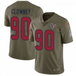 Men Nike Houston Texans 90 Jadeveon Clowney Limited Olive 2017 Salute to Service NFL Jersey