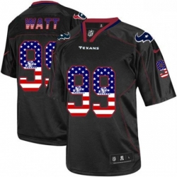 Men Nike Houston Texans 99 JJ Watt Elite Black USA Flag Fashion NFL Jersey
