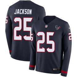 Nike Texans #25 Kareem Jackson Navy Blue Team Color Men Stitched NFL Limited Therma Long Sleeve Jersey