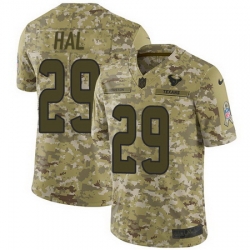 Nike Texans #29 Andre Hal Camo Mens Stitched NFL Limited 2018 Salute To Service Jersey