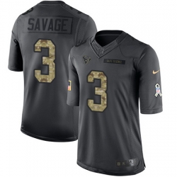 Nike Texans #3 Tom Savage Black Mens Stitched NFL Limited 2016 Salute to Service Jersey