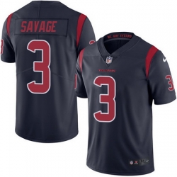 Nike Texans #3 Tom Savage Navy Blue Mens Stitched NFL Limited Rush Jersey
