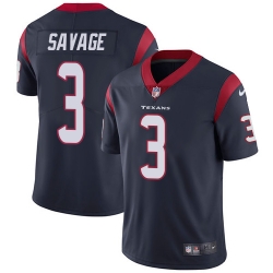 Nike Texans #3 Tom Savage Navy Blue Team Color Mens Stitched NFL Vapor Untouchable Limited Jersey