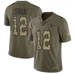 Texans 12 Kenny Stills Olive Camo Men Stitched Football Limited 2017 Salute To Service Jersey