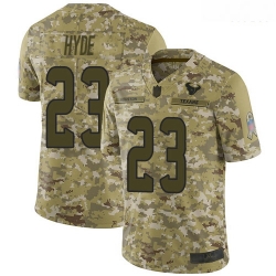 Texans 23 Carlos Hyde Camo Men Stitched Football Limited 2018 Salute To Service Jersey