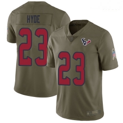 Texans 23 Carlos Hyde Olive Men Stitched Football Limited 2017 Salute To Service Jersey