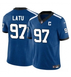 Men Indianapolis Colts 97 Laiatu Latu Blue 2024 Draft F U S E  Thowback Vapor Limited Stitched Football Jersey