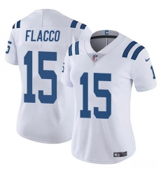 Women Indianapolis Colts 15 Joe Flacco White Vapor Stitched Jersey
