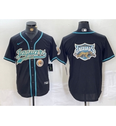 Men Jacksonville Jaguars  Black With Patch Cool Base Stitched Baseball Jersey