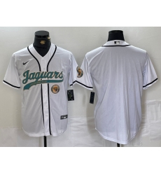 Men Jacksonville Jaguars White With Patch Cool Base Stitched Baseball Jersey