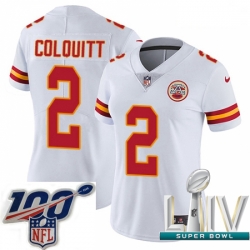 2020 Super Bowl LIV Women Nike Kansas City Chiefs #2 Dustin Colquitt White Vapor Untouchable Limited Player NFL Jersey