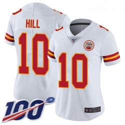 Chiefs #10 Tyreek Hill White Women Stitched Football 100th Season Vapor Limited Jersey
