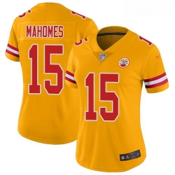 Chiefs #15 Patrick Mahomes Gold Women Stitched Football Limited Inverted Legend Jersey