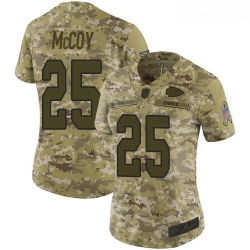 Chiefs #25 LeSean McCoy Camo Women Stitched Football Limited 2018 Salute to Service Jersey